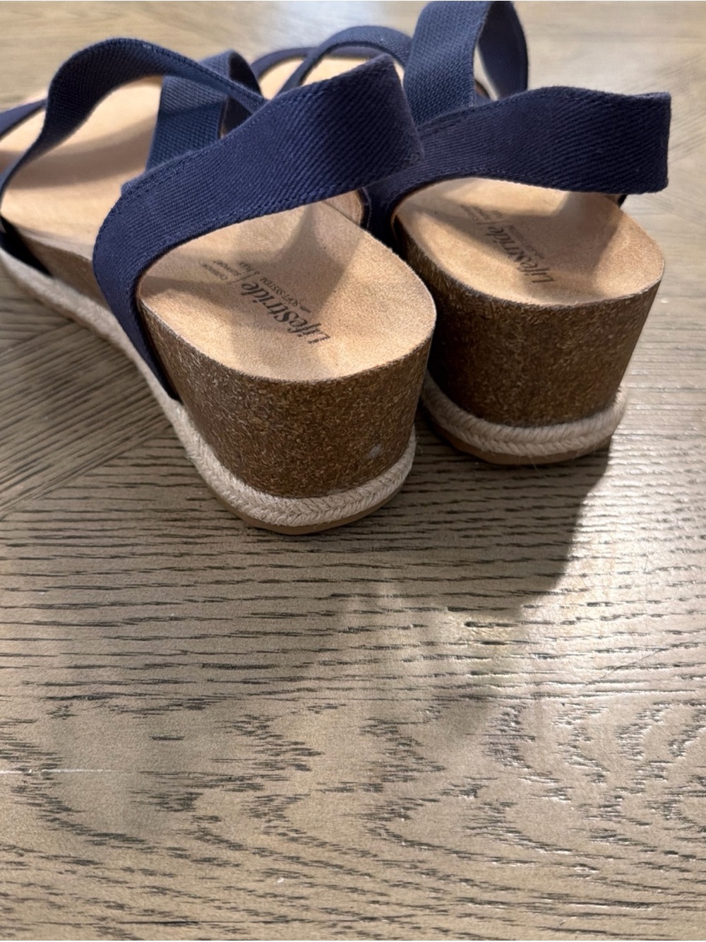 Lifestride Breeze Womens Soft System Strappy Wedge Sandals Navy Canvas Size 11M - Picture 4 of 5